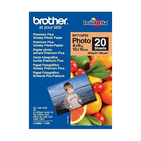 BROTHER PAPEL INKJET GLOSSY 10X15 20H 260G/M2