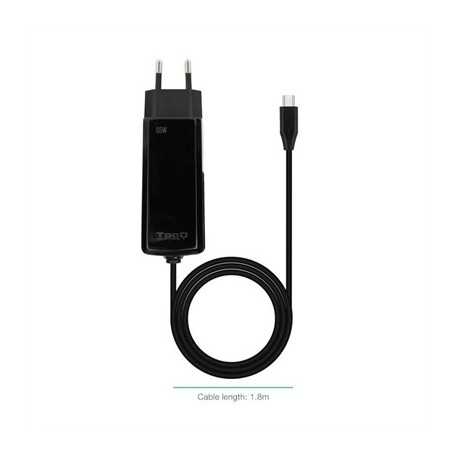 TOOQ CARGADOR PORTATIL GAN USB-C PD 65W CUBICO