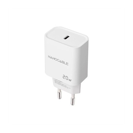 NANOCABLE CARGADOR PARED USB-C PD 20W BLANCO