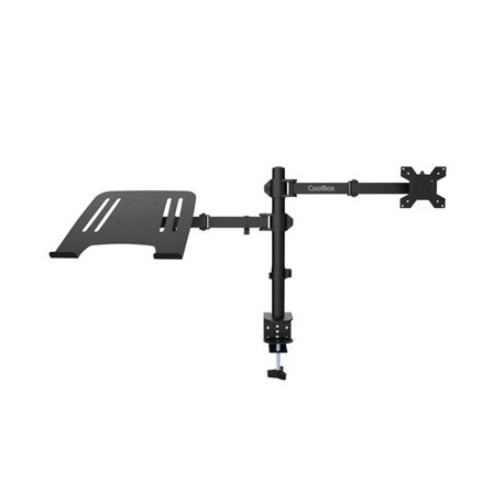 COOLBOX SOPORTE MONITOR+PORTATIL MONOBRAZO ACERO