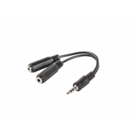 ADAPTADOR LANBERG JACK STEREO MACHO A JACK STEREO HEMBRA X2 10 CM NEGRO