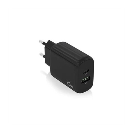 AISENS CARGADOR USB-C PD3.0 USB-A QC3.0 25W NEGRO