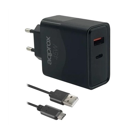 APPROX CARGADOR 45W QC 1 X USB A+ 1 X USB C+CABLE