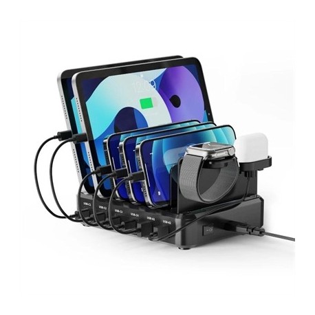 EWENT ESTACION DE CARGA 6 USB 130W RELOJ-AURIC