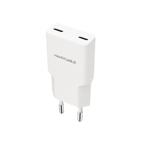NANOCABLE CARGADOR 2XUSB-C/PD 30W  BLANCO