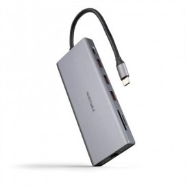NANOCABLE HUB 12EN1 USB-A/C+HDMI+DP+RJ45+TF+SD+AU
