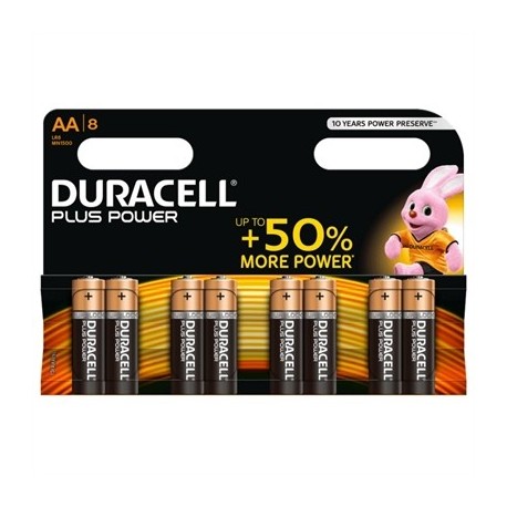 DURACELL PLUS POWER PILA ALCALINA AA LR6 BLISTER*8