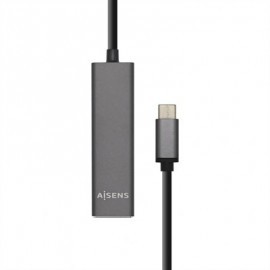 AISENS HUB USB 3.1 USB-C/M-4XTIPO A/H GRIS, 15CM