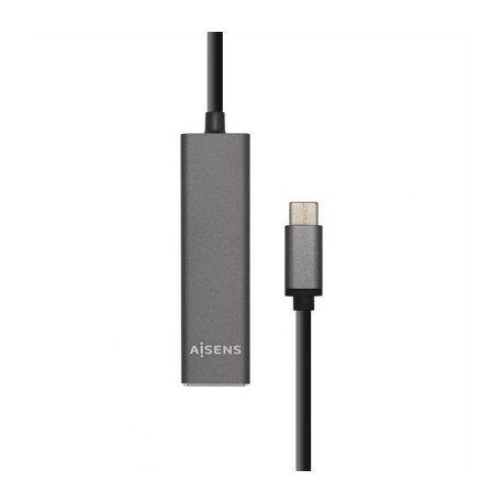 AISENS HUB USB 3.1 USB-C/M-4XTIPO A/H GRIS, 15CM