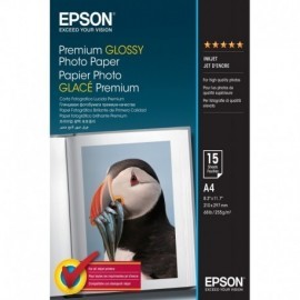 EPSON PAPEL PREMIUM GLOSSY PHOTO 255 GR, A4, 15H.