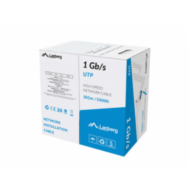 BOBINA CABLE RED LANBERG UTP RJ45 1GB/S SOLIDO CCA AWG23 305M  AZUL