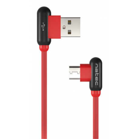 CABLE NATEC USB-C MACHO A USB-A 2.0 MACHO 1M CONECTORES EN ANGULO ROJO EN CAJA