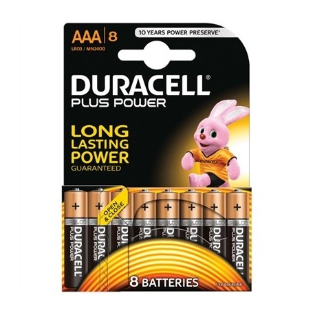 DURACELL PLUS POWER PILA ALCALINA AAA LR03 PACK 8