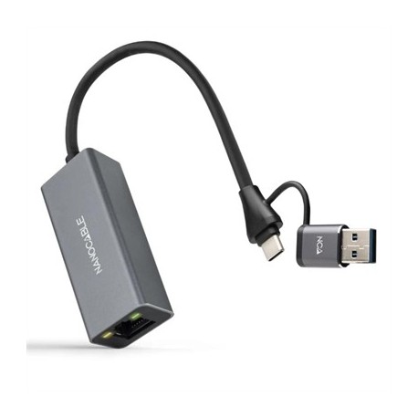 NANOCABLE CONVERSOR USB-C+USB-A/M 3.0 RJ45 15CM