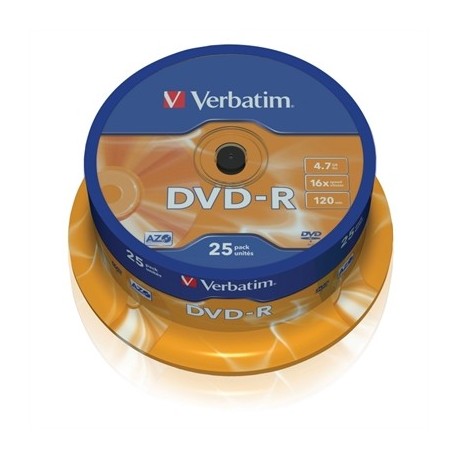 VERBATIM DVD-R 4.7GB 16X TARRINA 25UDS