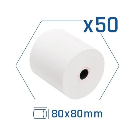 PACK 50 ROLLOS PAPEL TERMICO SIN BPA 80X80MM