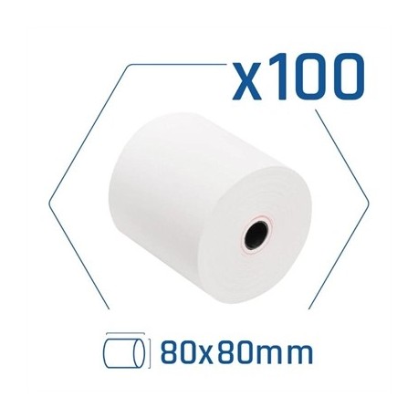 PACK 100 ROLLOS PAPEL TERMICO SIN BPA 80X80MM