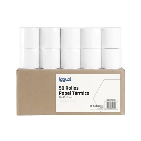 IGGUAL CAJA 50 ROLLOS PAPEL TERMICO SIN BPA 80X80