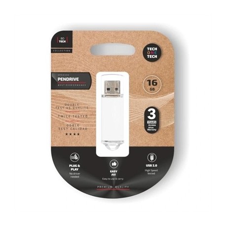TECH ONE TECH BASIC PENDRIVE 16GB USB 2.0 BLANCO