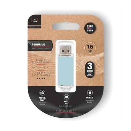 TECH ONE TECH BASIC PENDRIVE 16GB USB 2.0 BLUE