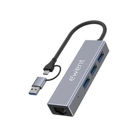 EWENT EW1159 HUB USB 3 PUERTOS 3.1+1 P.GIG USB-C-A