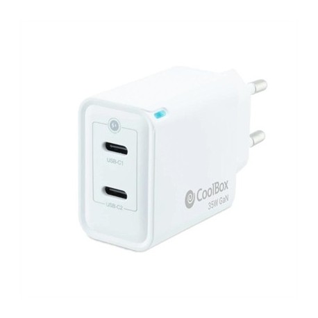 COOLBOX CARGADOR GAN 35W USB-C/USB-C PARED