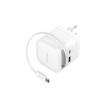 INTENSO CARGADOR GAN W65ACIC RETRACTIL BLANCO